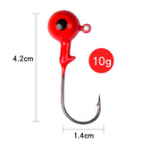 2pcs jig fishing hooks fish hook 3.5g 5g 7g 10g 14g 21g red Lead Round Head Fishing Jigs Hooks High Quality fishing hooks