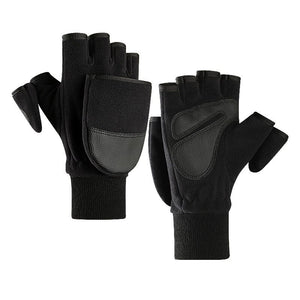 Outdoor Half Finger Flip Gloves Touch Screen Convertible Mittens  Warm Sports Glovess Winter Cycling Gloves Polar Fleece
