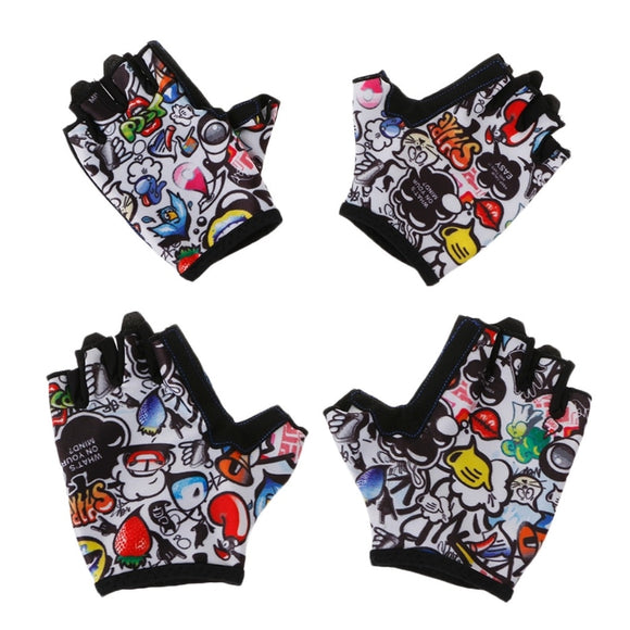 Kids Cycling Gloves Half Finger Breathable Skate Riding Anti Slip Outdoor Sports