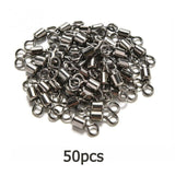 Topline Tackle50PCS/Lot Fishing Swivels Ball Bearing Swivel With Safety Snap Solid Rings Rolling  for Carp FishingAccessories