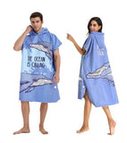 New Fashion Quick Drying Microfiber Print Changing Robe Bath Towel Outdoor Hooded Beach Poncho Towels Swimming Bathrobe Cloak